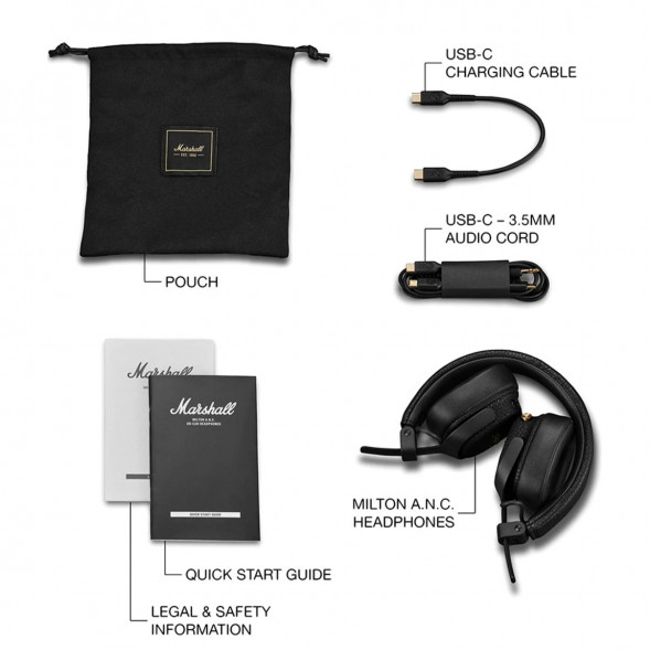 Беспроводные наушники Marshall Milton ANC, Black в Якутске