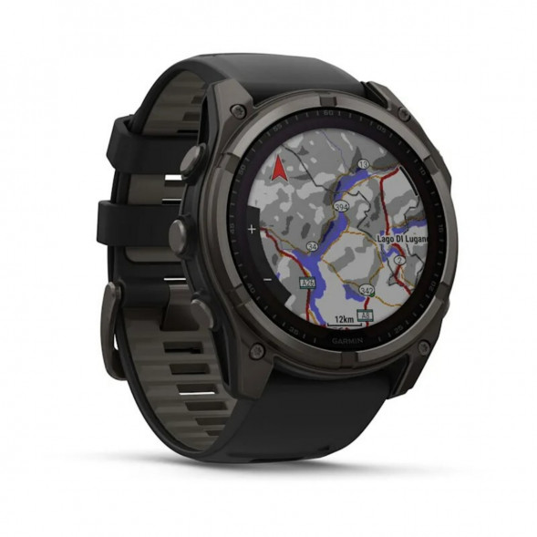 Умные часы Garmin Fenix 8, 51 мм, Solar, Sapphire Carbon Gray DLC Titanium with Black/Pebble Gray Silicone 010-02907-10 в Якутске