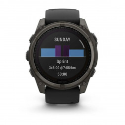 Умные часы Garmin Fenix 8, 51 мм, Solar, Sapphire Carbon Gray DLC Titanium with Black/Pebble Gray Silicone 010-02907-10