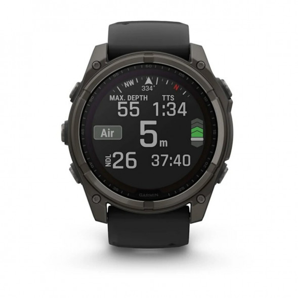Умные часы Garmin Fenix 8, 51 мм, Solar, Sapphire Carbon Gray DLC Titanium with Black/Pebble Gray Silicone 010-02907-10 в Якутске