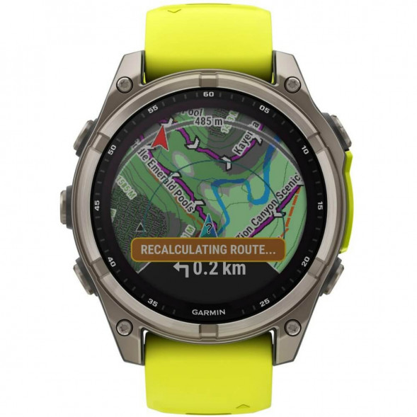 Умные часы Garmin Fenix 8, 51 мм, Solar, Sapphire Titanium with AMP Yellow/Graphite Silicone Band 010-02907-20 в Якутске