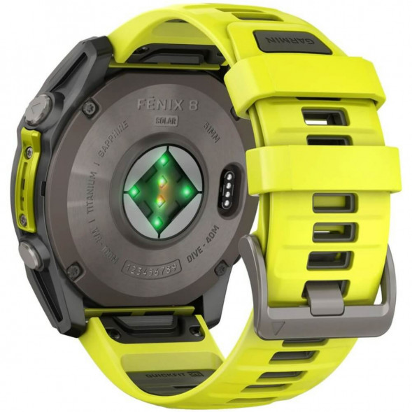 Умные часы Garmin Fenix 8, 51 мм, Solar, Sapphire Titanium with AMP Yellow/Graphite Silicone Band 010-02907-20 в Якутске