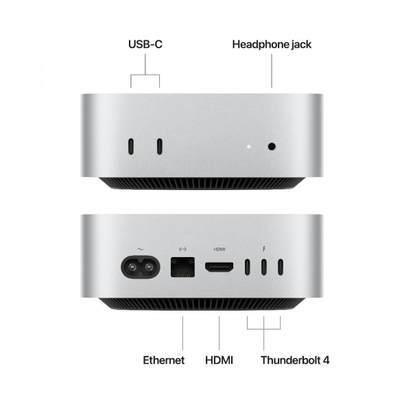 Компьютер Apple Mac mini M4 2024 (MU9E3) (10 Core GPU, 16ГБ, 512ГБ SSD, Apple, macOS), серебристый в Якутске