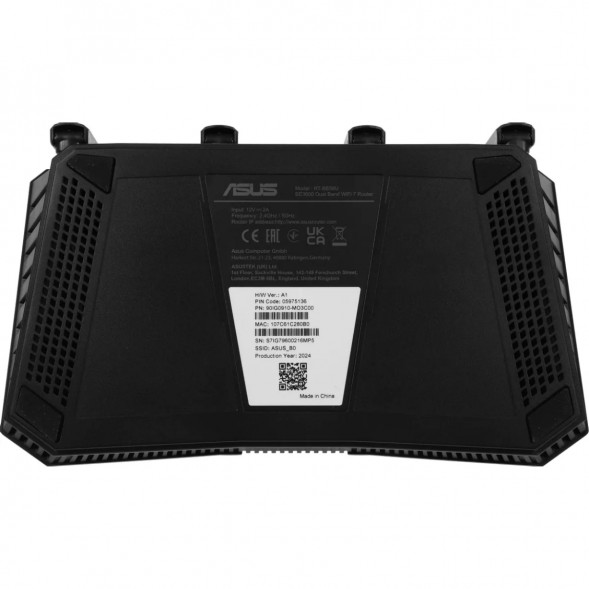 Wi-Fi роутер ASUS RT-BE58U, Wi-Fi 7, BE3600, 2.4/5ГГц, 4 LAN, черный в Якутске